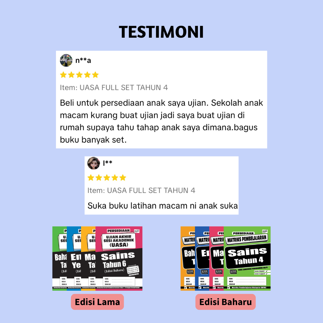 Persediaan Matriks dan UASA KSSR (Tahun 1-6)